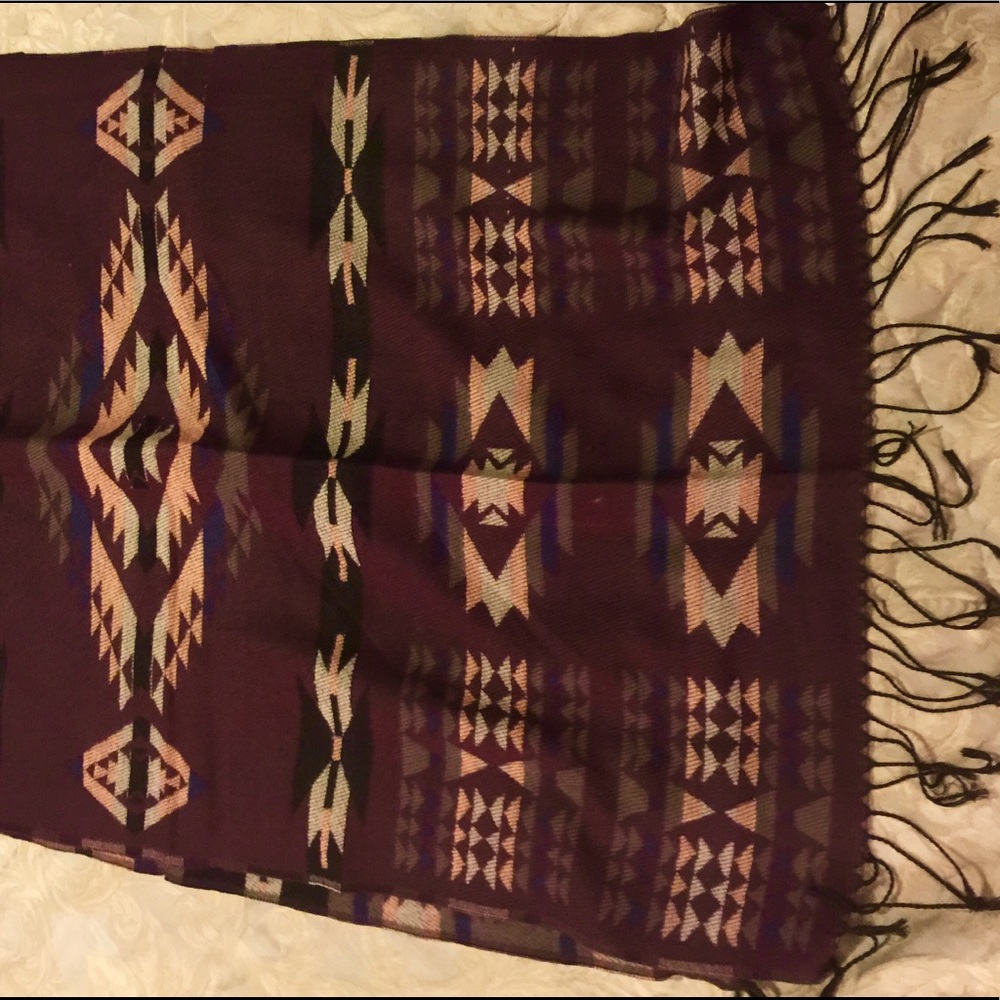 SALE! Tribal Burgundy/Avocado Shawl (Reversible)